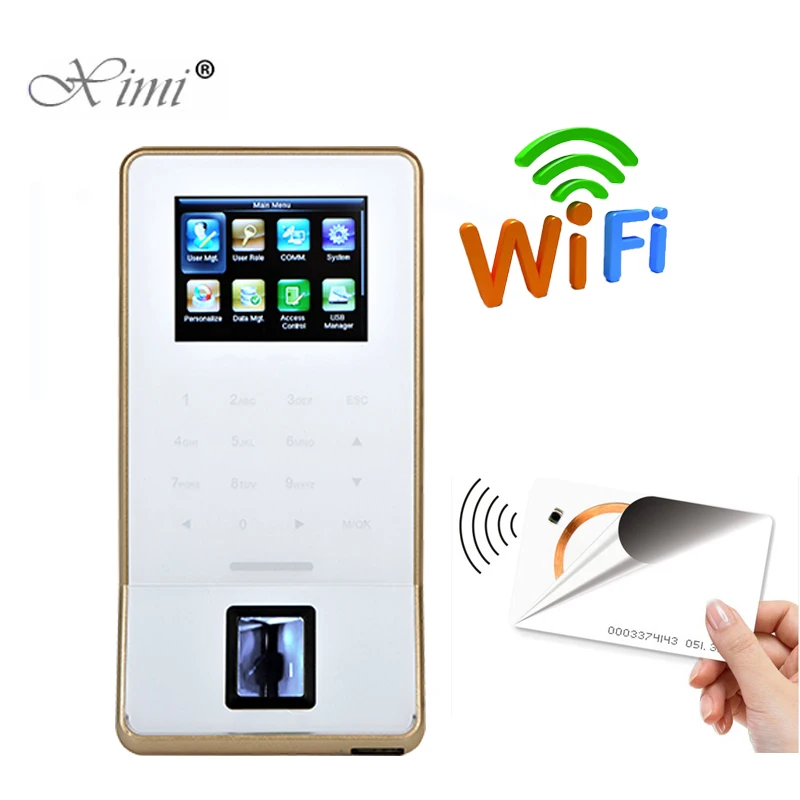 White Дешевый ZK F22 wifi TCP/IP биометрический контроль доступа к отпечаткам пальцев двери цветной экран посещаемость времени с 125 кГц RFID считыватель карт - Цвет: White