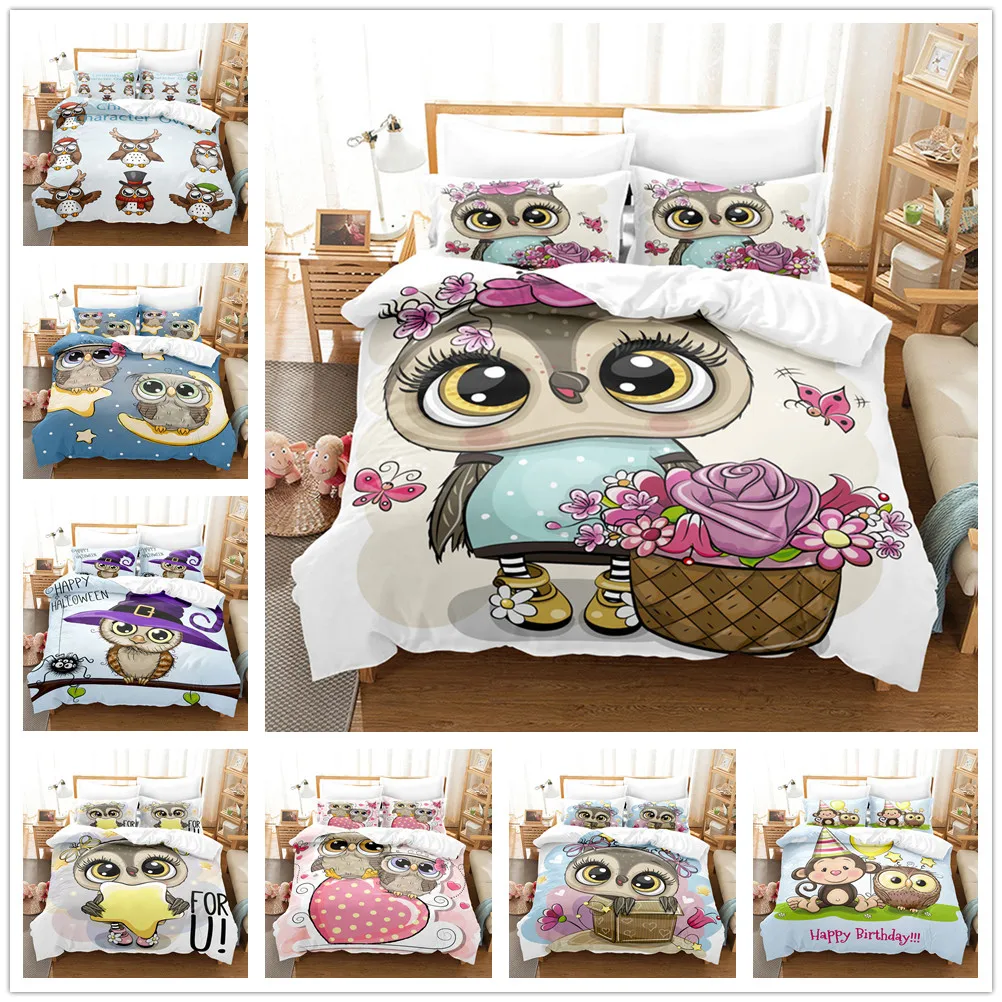 Симпатичная Сова домашний текстиль чехол для подушки 3D постельное белье