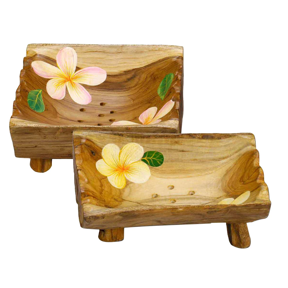 Деревянная ванная комната Душ футлярчики для мыла мыльница сливной лоток держатель Чехол с цветком предметы домашнего обихода