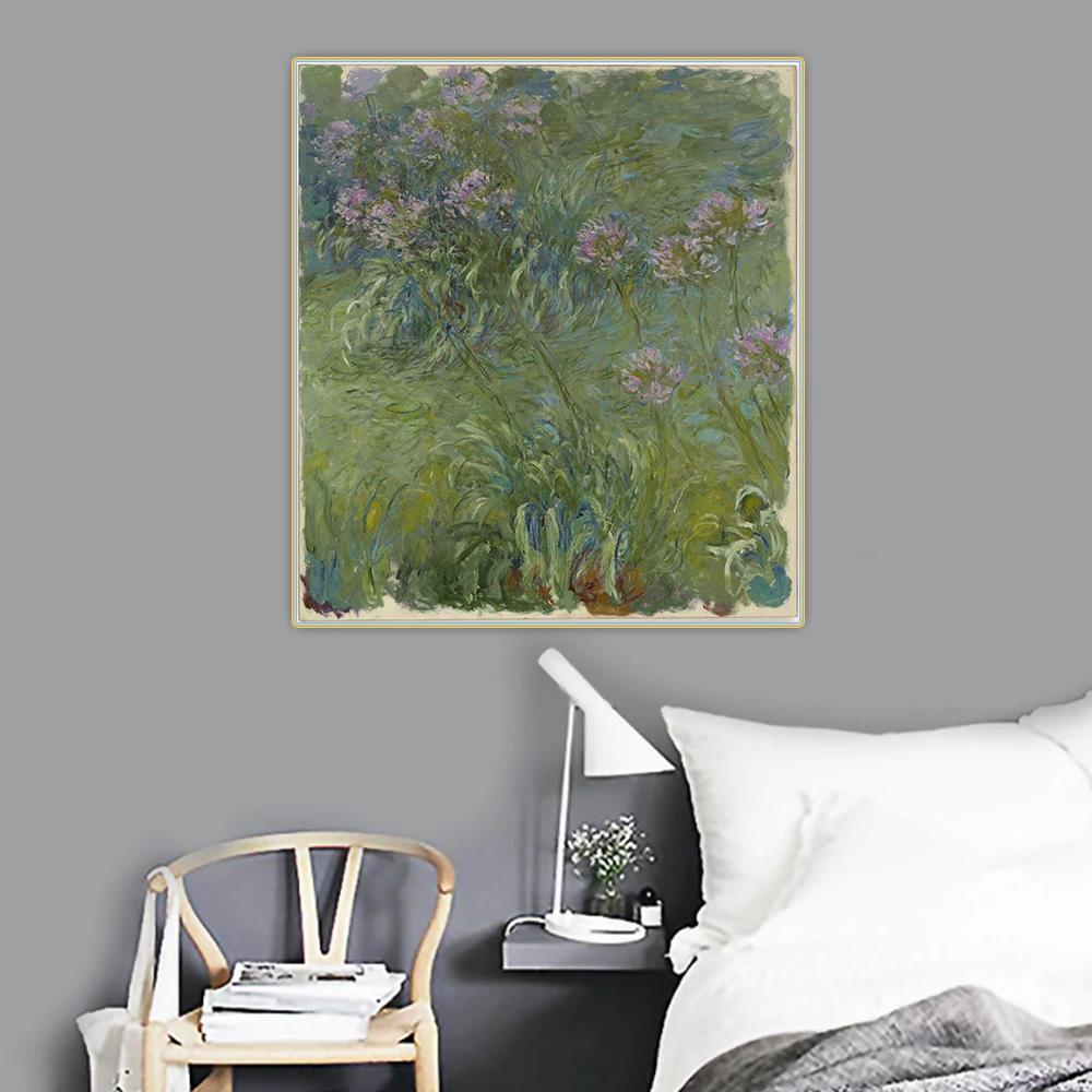 Citon Claude Monet《Agapanthus 1914-17》Canvas Oil Painting Artwork Poster Picture Wall Background Decor Home Interior Decoration | Дом и