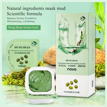

NOVO Natural Face Cream Mung Bean Brighten Deep Cleaning Mud Mask Remove Blackheads Moisturize Face Mask Repair Skin Care TSLM2