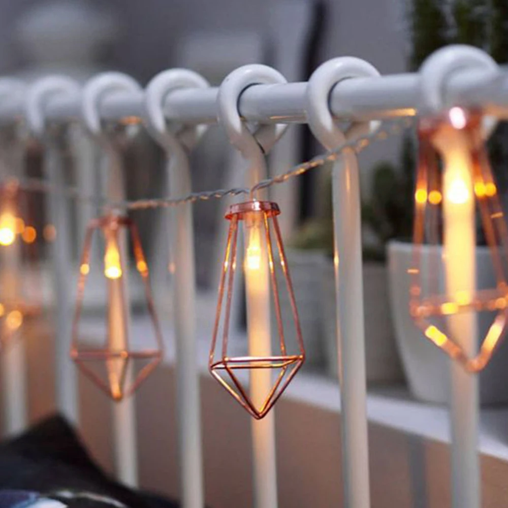 10-20LED Rose Gold Metal Diamond String Fairy Light Christmas Wedding Lamp New Year Home Decoration Warm White String Lights 10