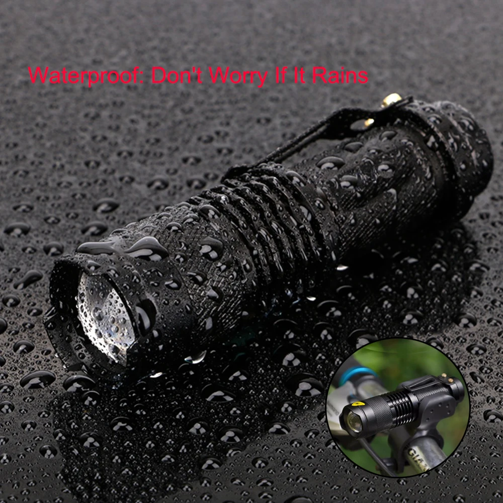 UV Flashlight Torch Mini Q5 Portable Zoom Outdoor Light Waterproof Zoomable LED Lantern 14500 AA Lamp White Green Blue Red UV