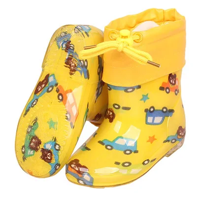 Picture style Plush Новинка; детская непромокаемая обувь из ПВХ до середины голени; детские резиновые сапоги; детская резиновая обувь для мальчиков и девочек; Водонепроницаемая нескользящая обувь; сезон весна-осень; 020 - Цвет: Picture style Plush