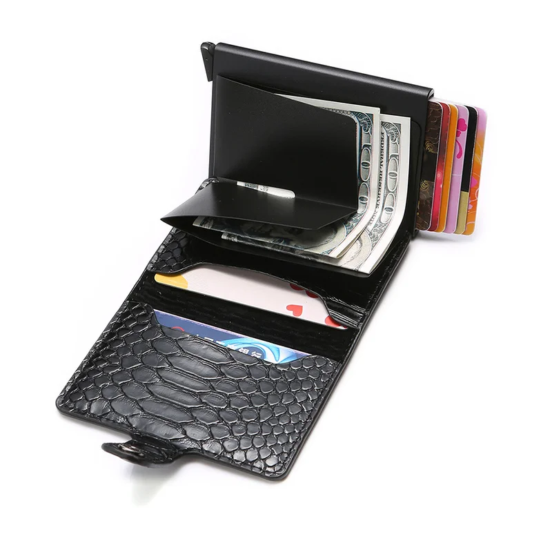 RFID кошелек PU держатель для карт кошелек RFID Блокировка металлическая коробка Кредитная карта алюминиевый чехол для визиток кошелек для путешествий ID кошелек