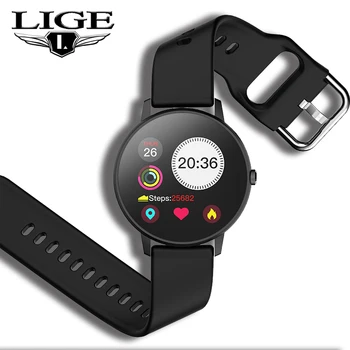 

LIGE New Full Touch Screen Smart Watch Men Heart Rate Blood Pressure Call Reminder Function Sport Smartwatch For Android IOS+Box
