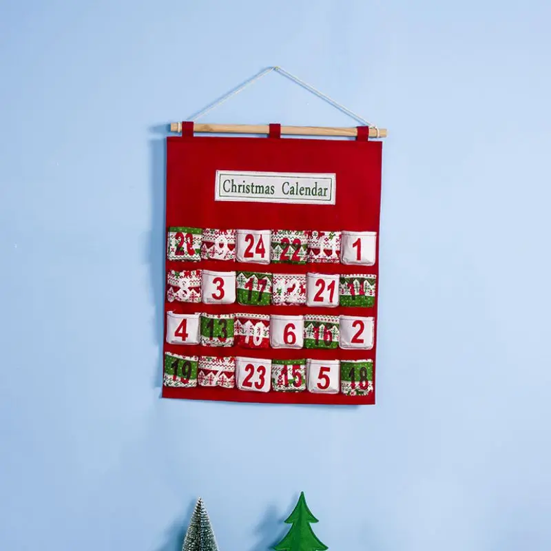 

Holiday Countdown Decorations Non-Woven Christmas Advent Calendars Christmas Wall Door Hanging Storage Bag