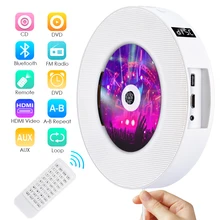 Qosea Portable Wall Mountable Bluetooth CD/DVD Player USB LED Display HiFi Speaker Audio with Remote Control FM Radio Built-in doitop built in bluetooth wall mount cd player prenatal audio english repetition learning machine support cd aux usb fm play hot