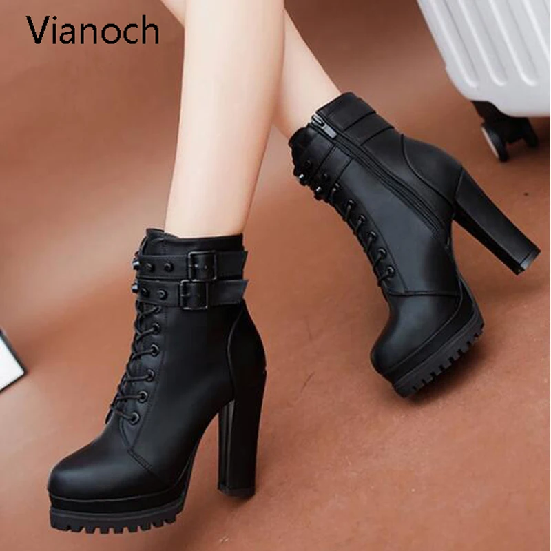 Женские ботильоны на платформе зимние черные меху aa0589 2020|boots sexy|fashion bootswomen ankle boots |