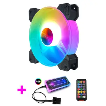 

12cm Desktop PC Computer Case Cooling Fan with LED Lights Color Changing RGB Chassis Fan Controller Remote Control