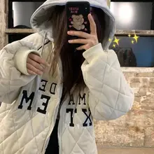 

Hong Kong Style Retro Plus Velvet Thick Warm Jacket Loose and Simple Fake Two-piece Student Wild Korean Cotton-padded Jacket