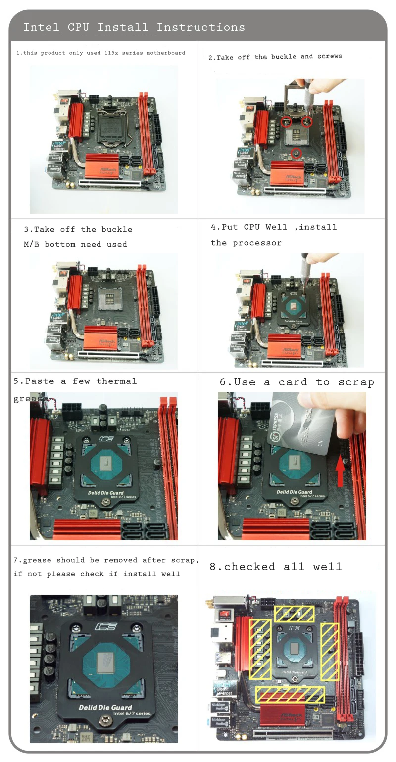 Delid Die Guard устройство для открывания процессоров открытая крышка протектор для LGA115X для Intel cpu 4 6 7 серии 4790K 4770K 6700K 7700 K, Icemancooler
