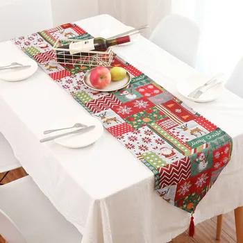 

Creative Christmas Cotton Linen Tablecloth Table Flag Desktop Decoration table runner camino de mesa table runners modern
