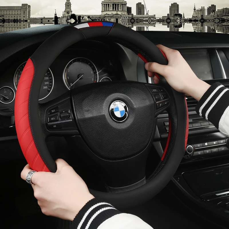 Steering Wheel Cover Universal Car Steering Wheel Cover Leather Car Steering Sleeve