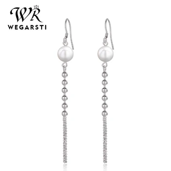 

WEGARSTI Silver 925 Jewelry Earring Luxury Trendy Pearl Earrings 925 Sterling Silver Jewelry Earrings For Women Fine Jewelry