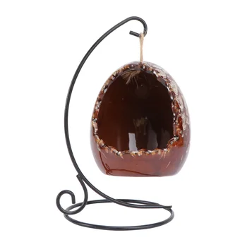 

1PC Iron Stand Hanging Basket Micro Landscape Egg-shaped Succulent Flowerpot