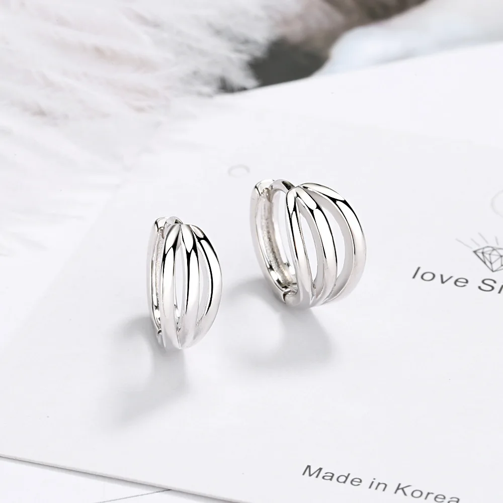 Gold Silver Stud Earring Geometric Design 925 Sterling Silver Earring For Women Femme New Korea Jewelry Kolczyki