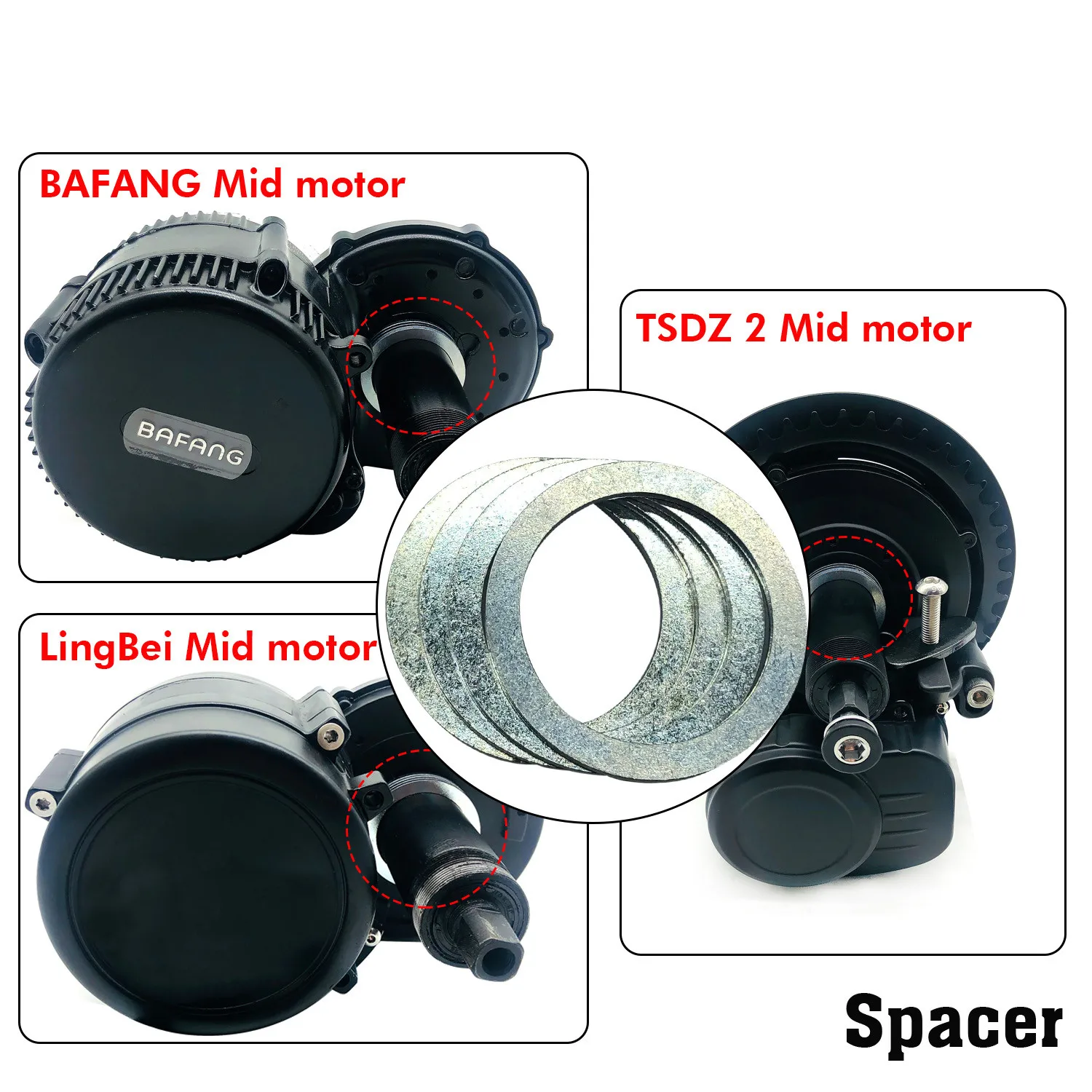 

BOLLFIT Spacer 4 Pieces 9.6mm Ebike Conversion Parts For Bafang BBS01 BBSHD TSDZ 2 Lingbei Mid Motor Bottom Bracket Fitting