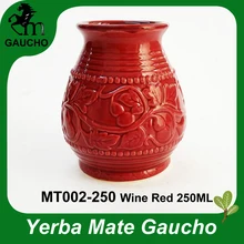 1 шт./лот, деликатный Paraguay Yerba mate Calabaza, керамические тыквенные чашки с рельефным узором Calabash, горячая распродажа, MT002-250, красное вино