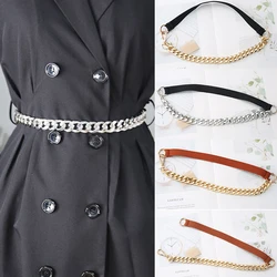 Waistband Ladies Dress Cummerbunds All-match Elastic Silver Chain Belt Thin Belt Stretch Corset Belts for Women