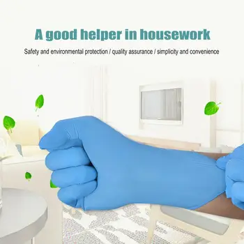 

New Clean Blue Nitrile Vinyl Gloves 100Pcs Disposable Powder-Free Industrial Food Safety 3Mm Gloves