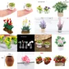 Mini Flower Potted For Green Plant In Pot Simulation Plants 1:12 Dollhouse Miniature Doll House Furniture Home Decoration 3