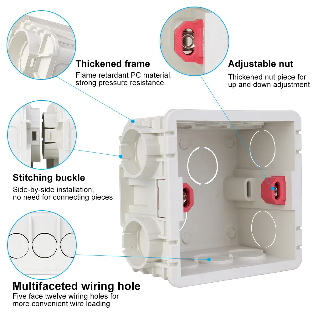 Electrical equipment 86mm Internal mounting box 118mm External mounting Wall box for Home intelligent touch switch wifi switch