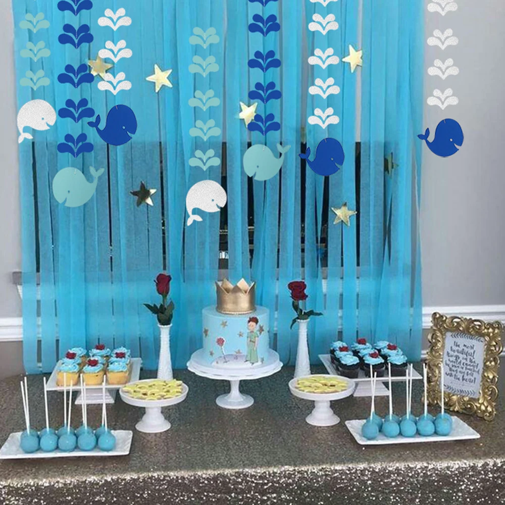 Creative Whale Charm Spray Shape Paper Hanging Garlands For Marine Style Room Decoration Birthday Party Decorations