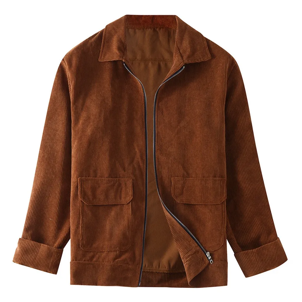 New Fashion Winter Jacket Men Short Corduroy Solid Color Warm Casual Long-Sleeved Jacket Lapel Cool Boys Zipper Clothing 19Oct24