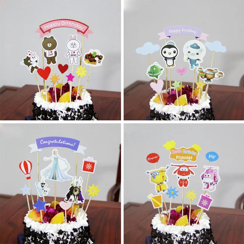 

2020 INS Unicorn Happy Birthday Cake Topper Sailboat Birthday Cupcake Topper Supplies for Baby Birthday Party Cake Decorations