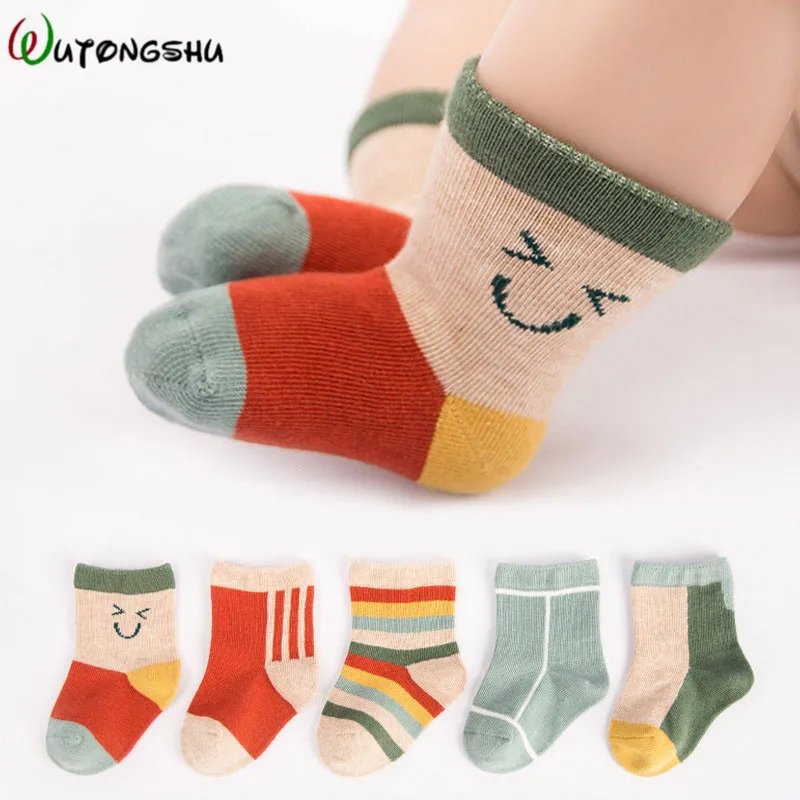 

5 Pairs Baby Socks Soft Cotton Newborn Baby Boy Girl Mesh Socks for 0-2Y Animal Print Infant Baby Clothes Accessries