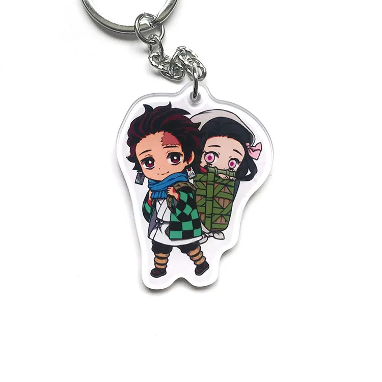 Бежевый Demon Slayer: Kimetsu no Yaiba акриловый брелок для ключей аниме Kamado Tanjirou - Цвет: Бежевый