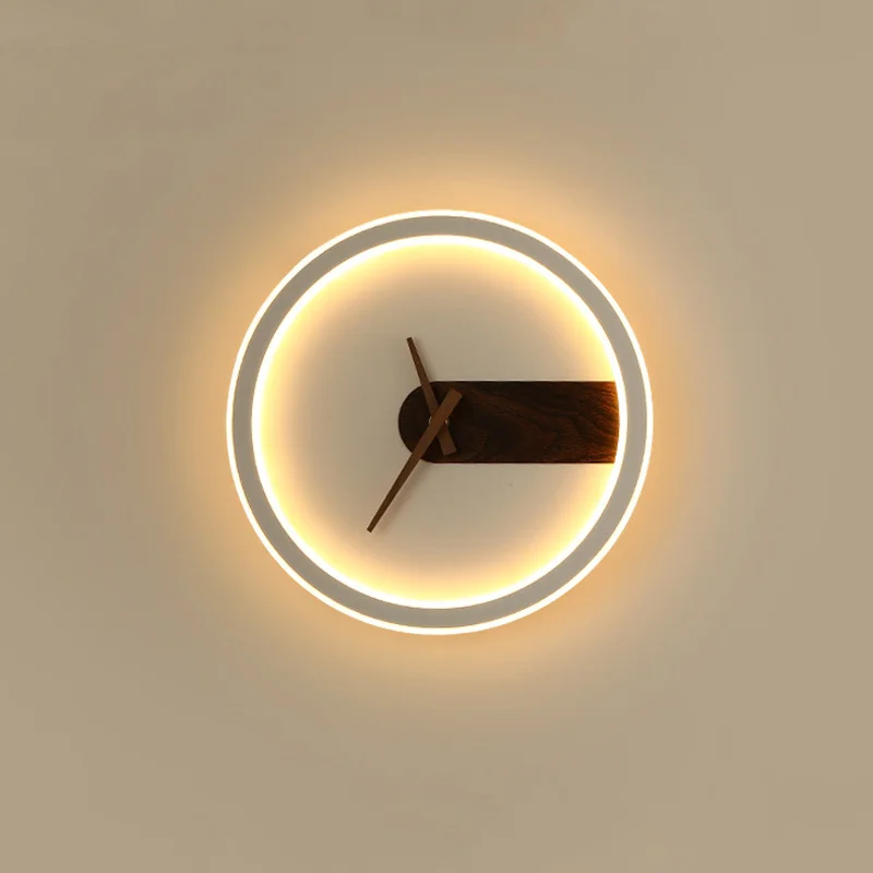 Modern Led Wall Lamp Mute Clock Sconce Lamp Living Room Bedroom Hotel Background Wall Light Indoor Home Decoration Lighting