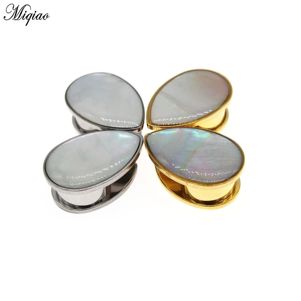 

Miqiao 1pair 6-16mm Water drops Shell Ear Expander Stainless steel Tunnels Plugs Gauges Body Jewelry Piercing