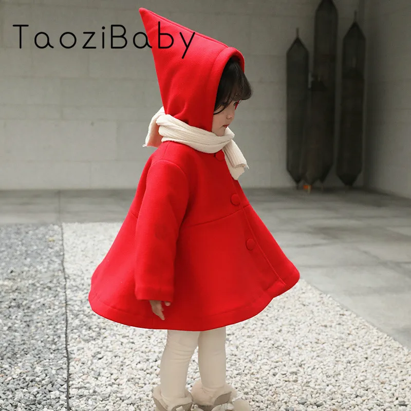 

Girls' Wool Coat 2019 New Children's Thickened Cotton Clip Warm Magic Hat Coat Baby Girl Winter Clothes Red Windbreaker