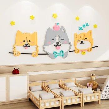 

Cartoon acrylic wall decal 3D 3D baby bedroom bedside sticker children room layout background wall decoration