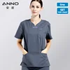 ANNO Elasticity Cotton Spandex Body Nurse Uniform Female Scrubs Suit Dental Hospital Set Work Wear Short/Long Sleeves Clothing ► Photo 3/6