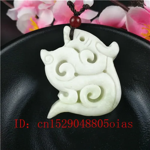 

Natural White Chinese Jade Dragon Rune Pendant Necklace Fashion Accessories Charm Jewellery Carved Amulet Gifts for Women Men