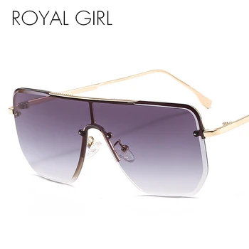 

ROYAL GIRL Fahsion Square Rimless Sunglasses Women Vintage Brand Design Sun Glasses Men Flat Top Gradient Eyeglasses UV400 Ss264