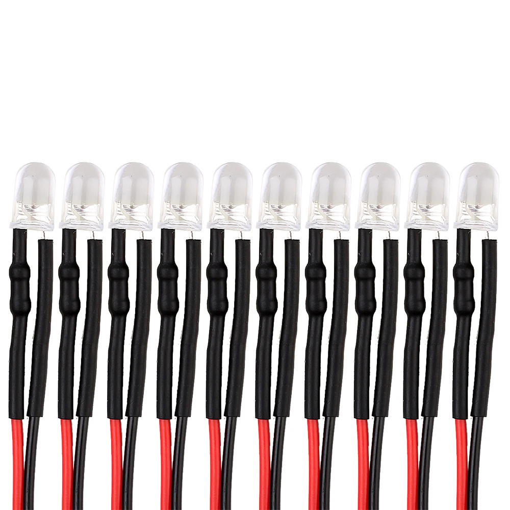 INJORA 10pcs 5 Colors 12V LED Light 3mm 5mm LED Light for RC Crawler Traxxas Axial SCX10 D90 Tamiya MST RC Car DIY Parts - Image 2