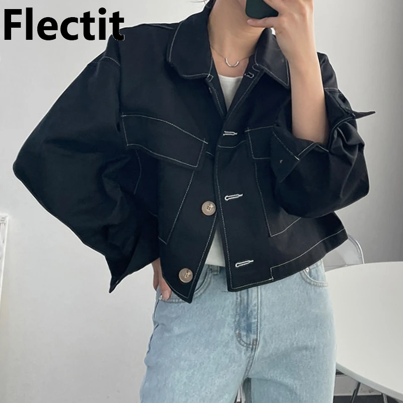 Flectit Black White Denim Crop Jacket 