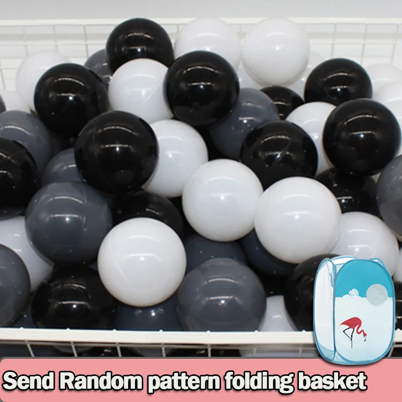 7cm white black gray 100 шт./пакет Цвета Детские Пластик шариками воды в бассейне океанская волна мяч детские игрушки мяч игровой домик Спорт на открытом воздухе отправить корзина для хранения - Цвет: 7cm white black gray