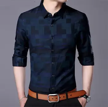 

Mens Business Casual Shirts ChoynSunday 2018 New Arrival Men Famous Brand Clothing Plaid Long Sleeve Pilot Shirt Slim fit Lapel