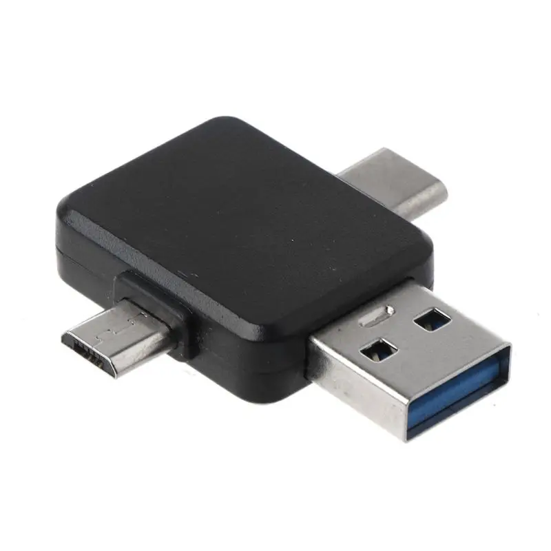 Черный 8Pin молния Женский к USB+ Тип C кабель+ кабель Micro USB зарядка Мужской переходник конвертер адаптер для samsung huawei Xiaomi OnePlus Андре - Цвет: Черный