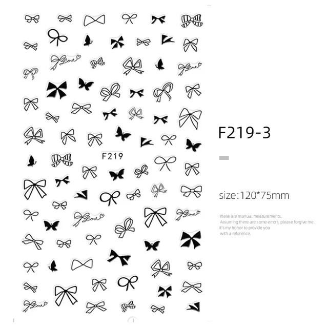 HNUIX Nail stickers circle silver gold geometry hollow 3D sticker art nail sticker sticker slider stickers star moon F219black