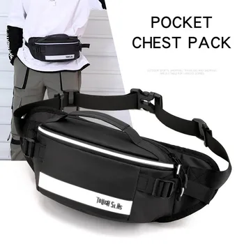 

Young Fashion Men Chest Bag Waist Pack Multi USe Waterproof Sling Bag with Night Reflective Band Fanny Pack
