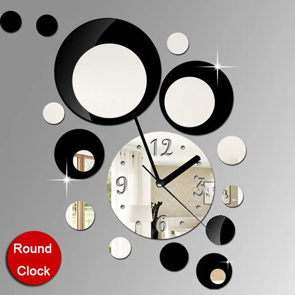 GZ019 круглые акриловые зеркальные настенные часы, стерео украшения для гостиной, спальни, кварцевые настенные часы