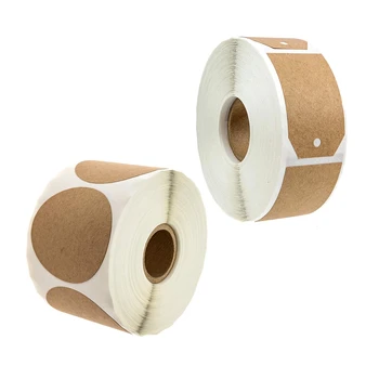 

2 Roll Kraft Stickers Permanent Adhesive: 1 Roll 1 Inch Kraft Stickers / 500 Labels Per Roll & 1 Roll 1.15X2 Inch Kraft Gift Tag