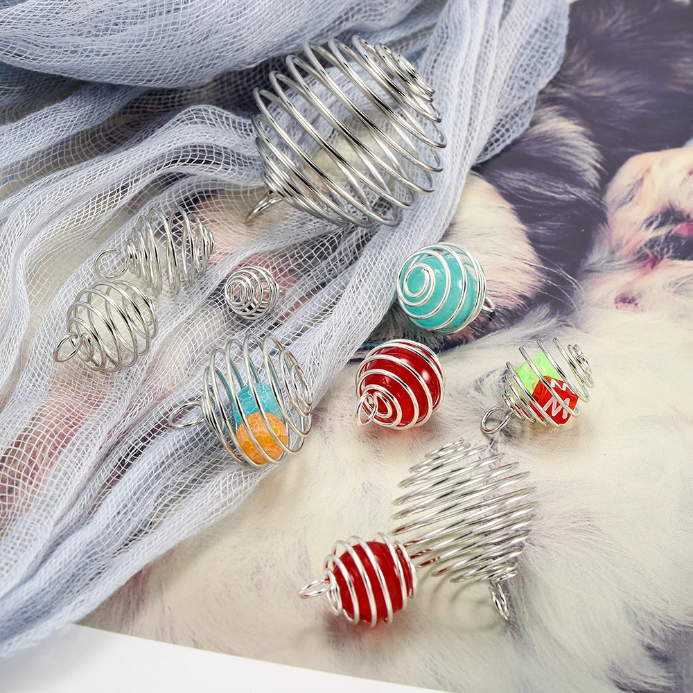 5-30Pcs/lot 9-35mm Metal Spiral Beads Cages Pendants Hollow Bead Caps For DIY Charms Jewelry Making Supplies Accessories