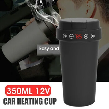 

Car Heating Cup Electric Water Cup Display Temperature LCD Display Temperature Kettle Coffee Tea 350Ml 12V